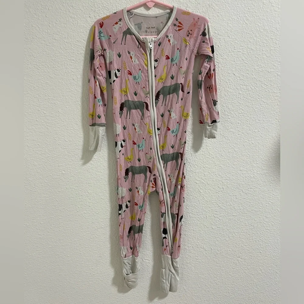 Little Sleepies Pink Animal Print Footie - as is/ final sale